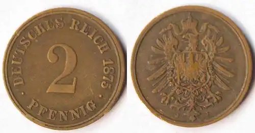 2 Pfennig Kaiserreich EMPIRE 1875 J Jäger 2     (r541