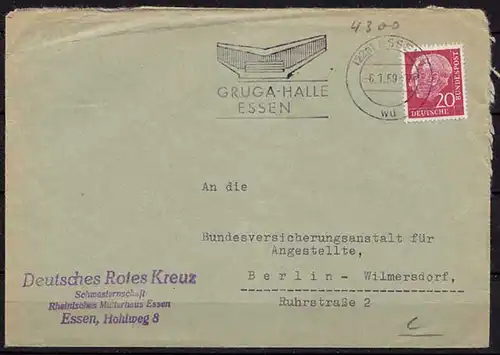 Essen Gruga Maschinenstempel nach Wilmersdorf 1959(9913