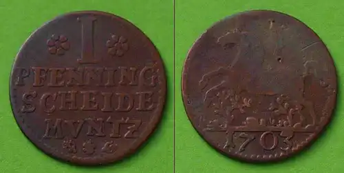 Braunschweig-Wolfenbüttel 1 Pfennig 1703 Altdeutschland Old German States (n449