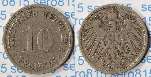 10 Pfennig Kaiserreich EMPIRE 1901 F Jäger 13  (p092