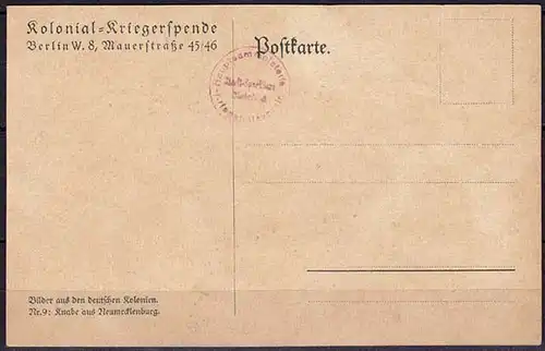 AK Deutsche Kolonien Kriegerspende Knabe Neumecklenburg   (5834