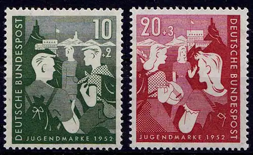 GERMANY BRD Mi. 153/54 Charity Stamp Jugend 1952 MNH ** (7654