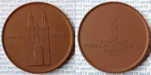 Meissen Porzellan/Steinzeug Medaille 62 mm Dom zu Meissen (n400