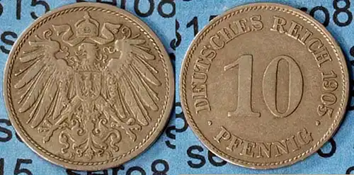 10 Pfennig Kaiserreich EMPIRE 1905 E Jäger 13   (7096
