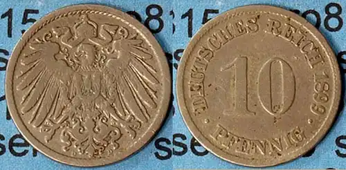 10 Pfennig Kaiserreich EMPIRE 1899 D Jäger 13 (7094