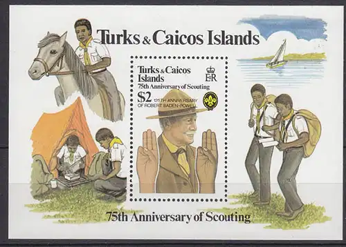 Turks + Caicos Pfadfinder SCOUTS Block 1982 **    (5274