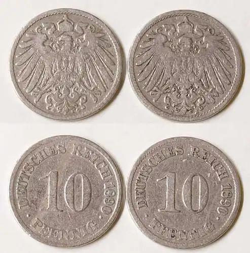 10 Pfg. Kaiserreich EMPIRE 1890  G + J,  Jäger 13 (688