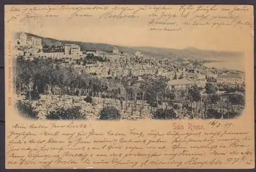 Ak San Remo Italien schöne Gesamtansicht 1899 (3672