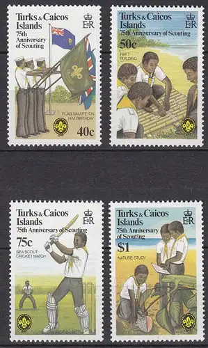 Turks + Caicos Pfadfinder SCOUTS SATZ SET ** MNH  (5334