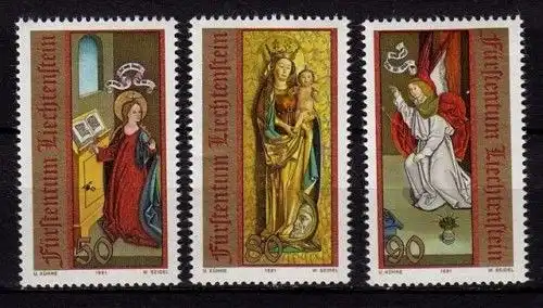 Liechtenstein Weihnachten 1991 Mi. 1027-29 **    (c044