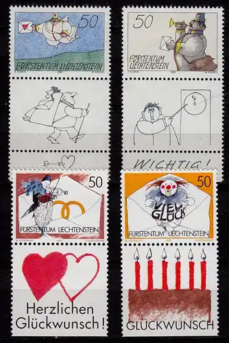 Liechtenstein Grussmarken 1992 Mi. 1041-44 **     (c049