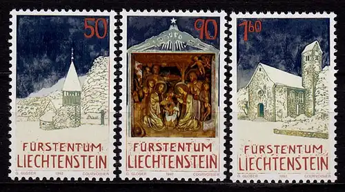 Liechtenstein Weihnachten 1992 Mi.1050-52 ** unter Postpreis    (c052