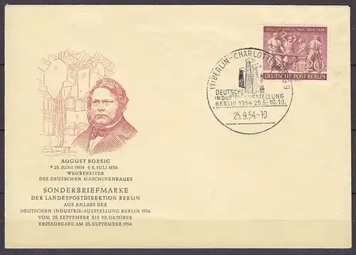 Berlin FDC 1954 Mi.Nr. 125 Borsig Denkmal     (10521