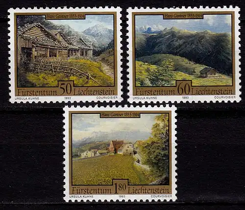 Liechtenstein Maler Malerei 1993 Mi.1056-58 ** unter Postpreis    (c055