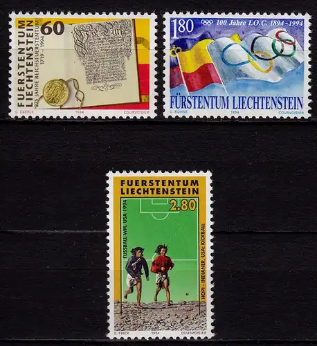 275 Jahre Liechtenstein 1994 Mi.1081-83 ** unter Postpreis   (c066