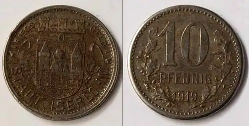 Notgeld Iserlohn 10 Pfennig 1919 Eisen (m877