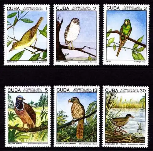 Karibik Kuba Vögel Birds Tiere Animals Wildlife Set Mi.2057-62 ** MNH  (9122
