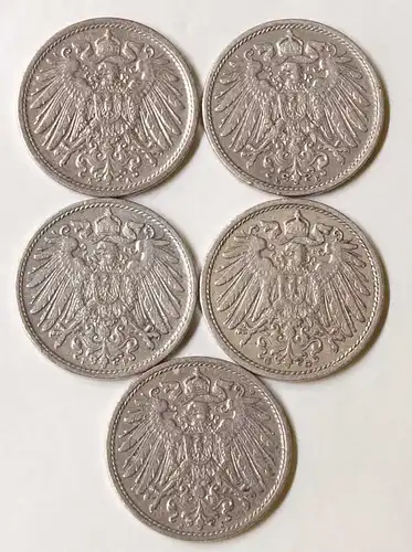 10 Pfg. Kaiserreich EMPIRE 1907  A,E,F,G,J, Jäger 13   (694