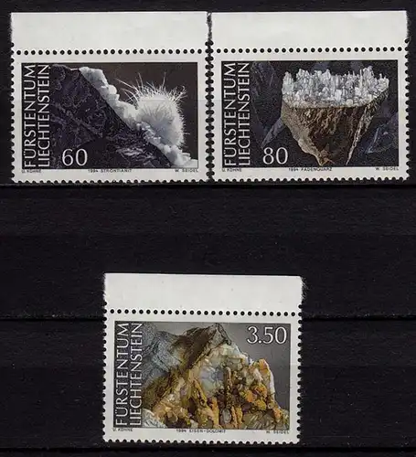 Liechtenstein Mineralien 1994 Mi 1093-95 ** unter Postpreis   (c071