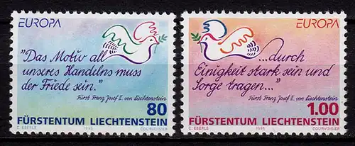 Liechtenstein Europa Cept 1995 Mi 1103-04 ** unter Postpreis   (c074