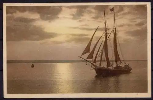 AK Segelyagt sailboat Segeln Sailing Dämmerung   (7537