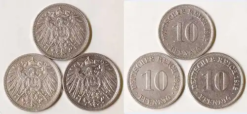 10 Pfg. Kaiserreich EMPIRE 1912  A,D,J, Jäger 13 (702