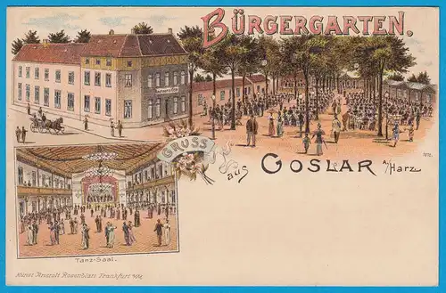 AK Litho Goslar a.Harz Bürgergarten Tanz-Saal   (2404