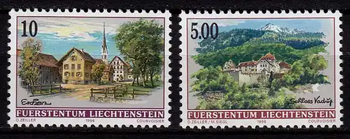  Liechtenstein Dorfansichten 5 Fr.+ 0,10 1996 Mi.1126-27 ** u. Postpreis  (c084