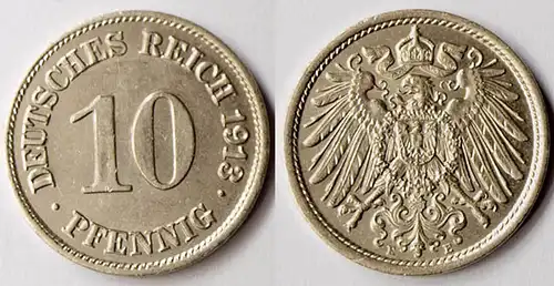 10 Pfg. Kaiserreich EMPIRE 1913 E - Jäger 13   (r342