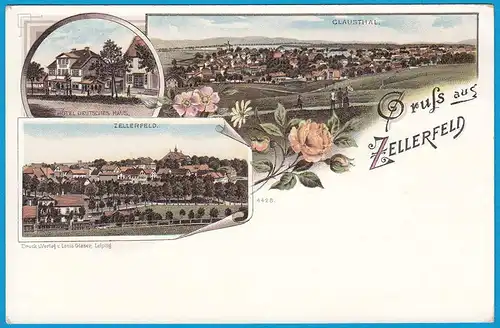 AK Litho Clausthal Zellerfeld Hotel Deutsches Haus  (2450