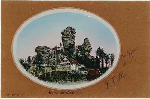 AK Elsass SILBER-Litho Ruine Windstein      (1017