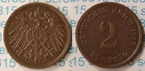 2 Pfennig Kaiserreich Empire 1913 F Jaeger 11  (m317