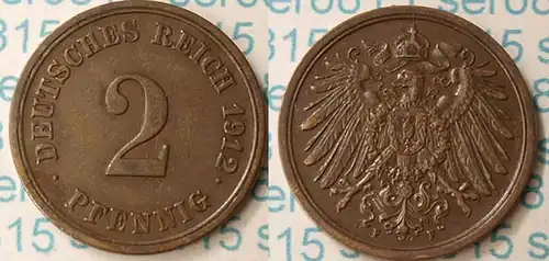 2 Pfennig Kaiserreich Empire 1912 F Jaeger 11  (m314