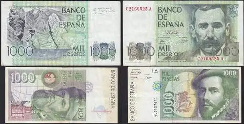 Spanien - Spain  je 1000 Pesetas 1979 + 1992 Pick 158 + 163 F/VF   (13533