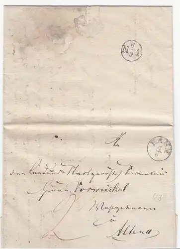 Hamm 1839 Vorphila Fingerhutstempel m.Inhalt nach Altena (10567