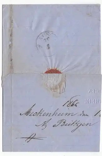 Meckenheim - Neuwied  Brief 1866 mit K1s Stempel (12154