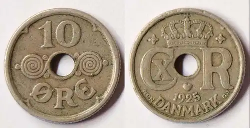 Dänemark/Denmark 10 Oere 1925 Christian X.    (r766