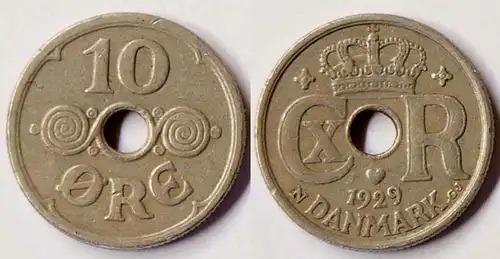 Dänemark/Denmark 10 Oere 1929 Christian X.    (r761
