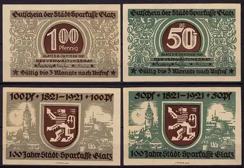 Schlesien - Glatz Kłodzko 50 + 100 Pfennig Notgeld Polen  (cb057