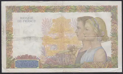 Frankreich - France 500 Francs Banknote 31-7-1941 VF Pick 94b   (12345
