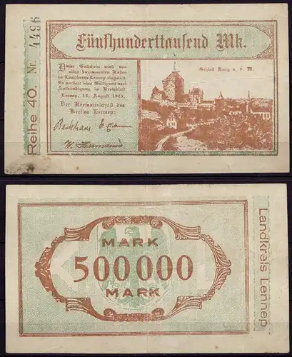 Westfalen - Lennep 500 tausend Mark Notgeld/Gutschein 1923   (cb146