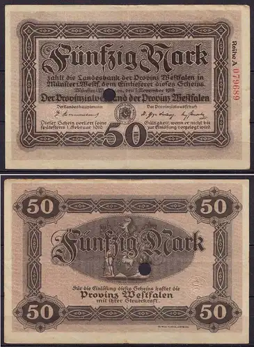 Westfalen - PROVINZ WESTFALEN Münster 50 Mark 1918 Notgeld  Reihe A (cb200