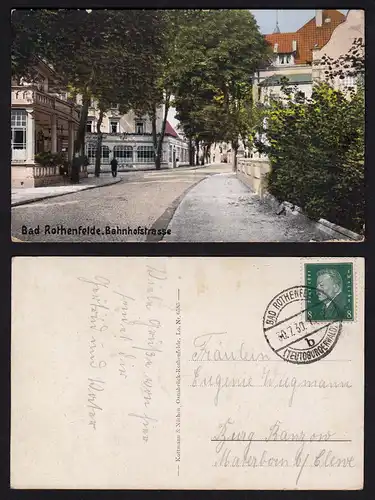 AK Bad Rothenfelde Bahnhofstasse mit Cafe  (16676