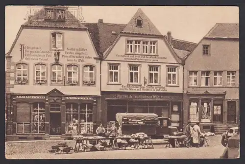 AK St. Wendel Häuser mit Bekenntnis Sprüchen am Markt  (16755