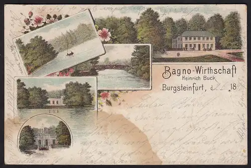 AK Litho Gruss aus Burgsteinfurt Bagno Wirtschaft 1896  (16816