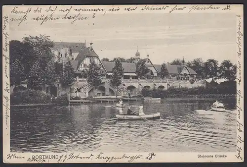 AK Dortmund Steinerne Brücke 1915 nach Herne  (16917