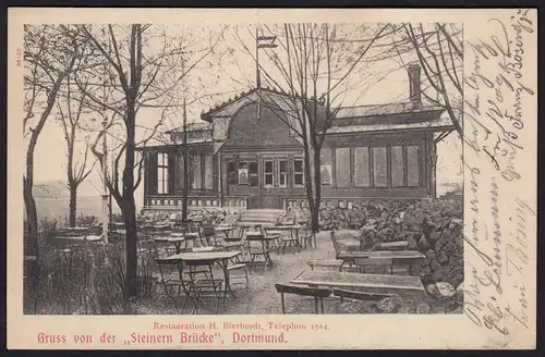 AK Dortmund Restaurant H.Bierbrodt Steinern Brücke 1905  (16945