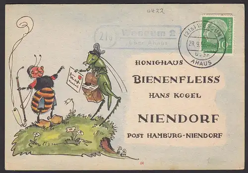 Wessum 2 über Ahaus Westfalen Posthilfstelle/Landpost + Überstempel 1956  (16954