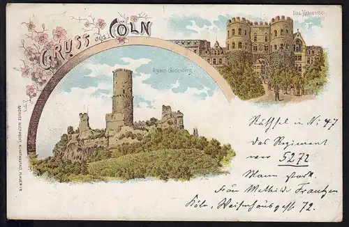 AK Litho Gruss aus Cöln Köln 1898 nach Magdeburg (17084