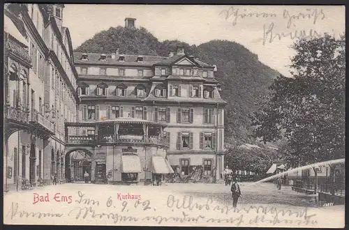 AK Bad Ems Kurhaus und Strassenansicht 1902 nach Münster   (17141